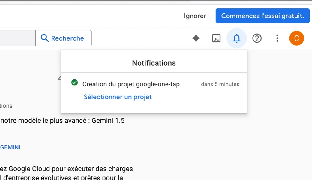 selectionner le projet